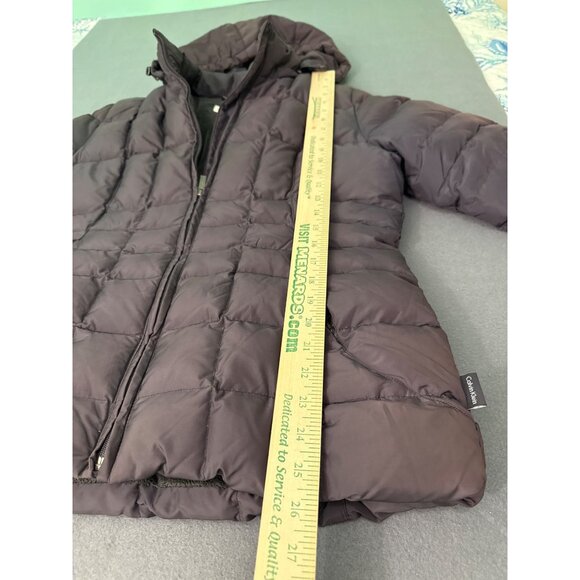 Calvin Klein Womens Puffer Jacket PM Gray Full Zip Hooded Quilted Design With Po - Picture 8 of 11
